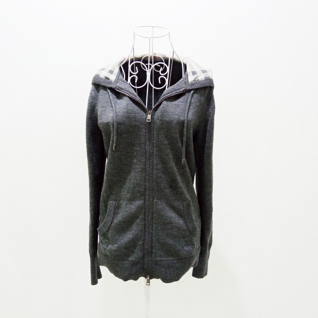 burberry grey zip up hoodie