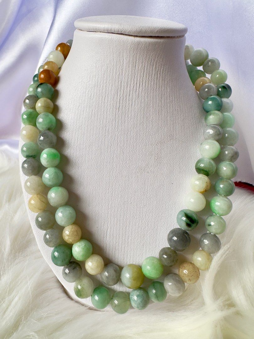 Burmese Jadeite Type A (Multi Color Jade) Bead Necklaces (8.5mm size