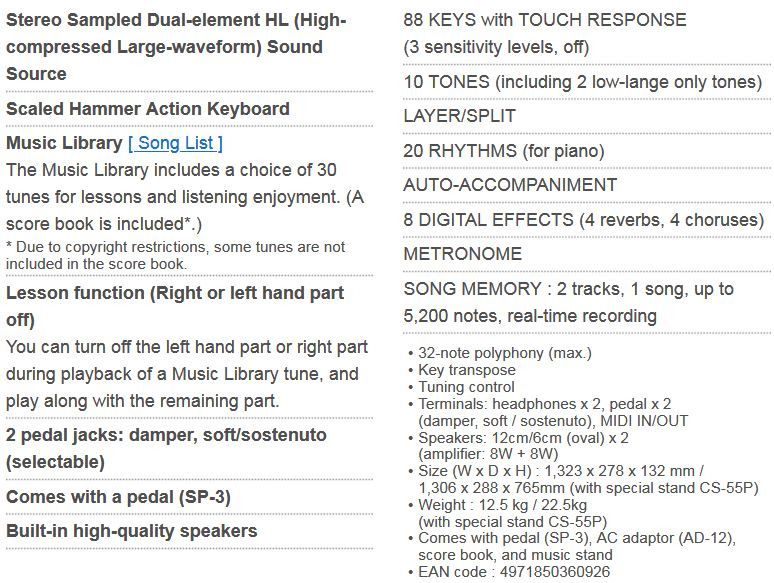 Casio Digital Piano PRIVIA PX100 with metronome,