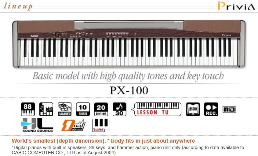Casio Digital Piano PRIVIA PX100 with metronome,