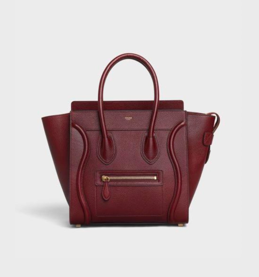 Celine Micro Luggage in Burgundy, Luxury, Bags Wallets on Carousell