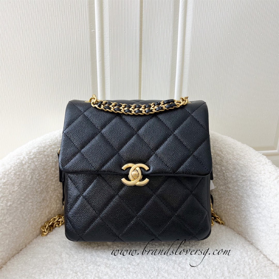 ️SOLD ️ Chanel 22P Melody Chain Backpack in Black Caviar AGHW, Luxury
