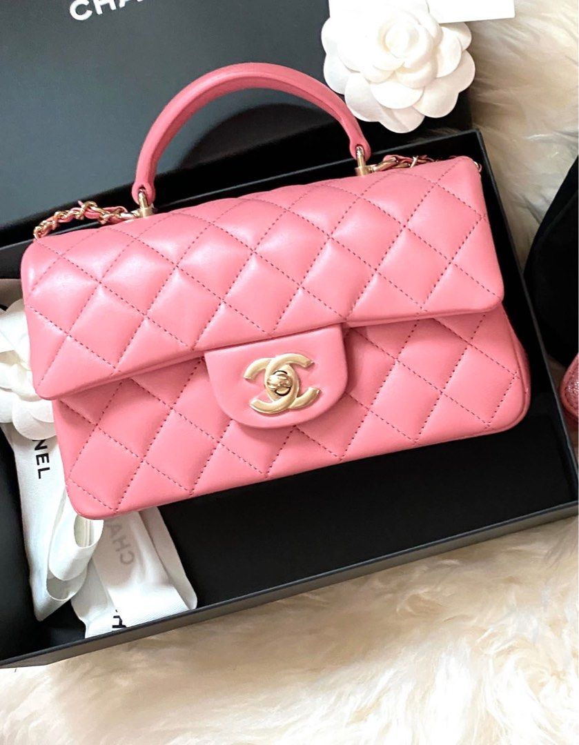 Chanel Top handle mini flap Pink, Luxury, Bags & Wallets on Carousell