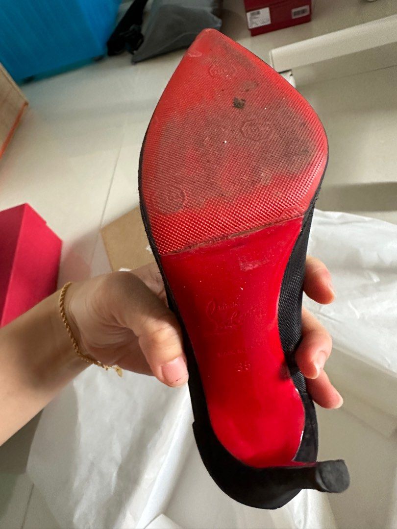 Christian Louboutin black heels, Luxury, Sneakers & Footwear on Carousell
