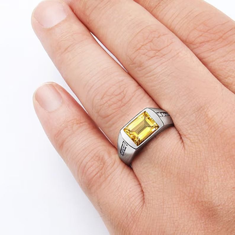 Mens gold citrine ring discount