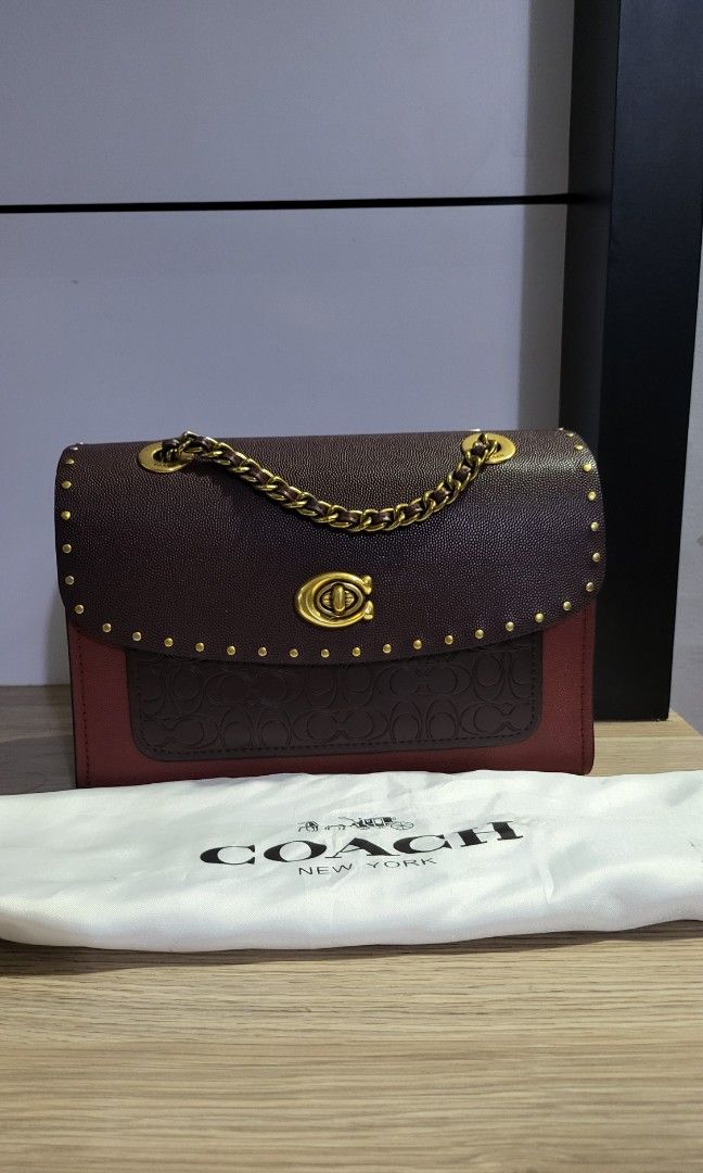 Coach Parker rivet oxblood Luxury Bags Wallets on Carousell