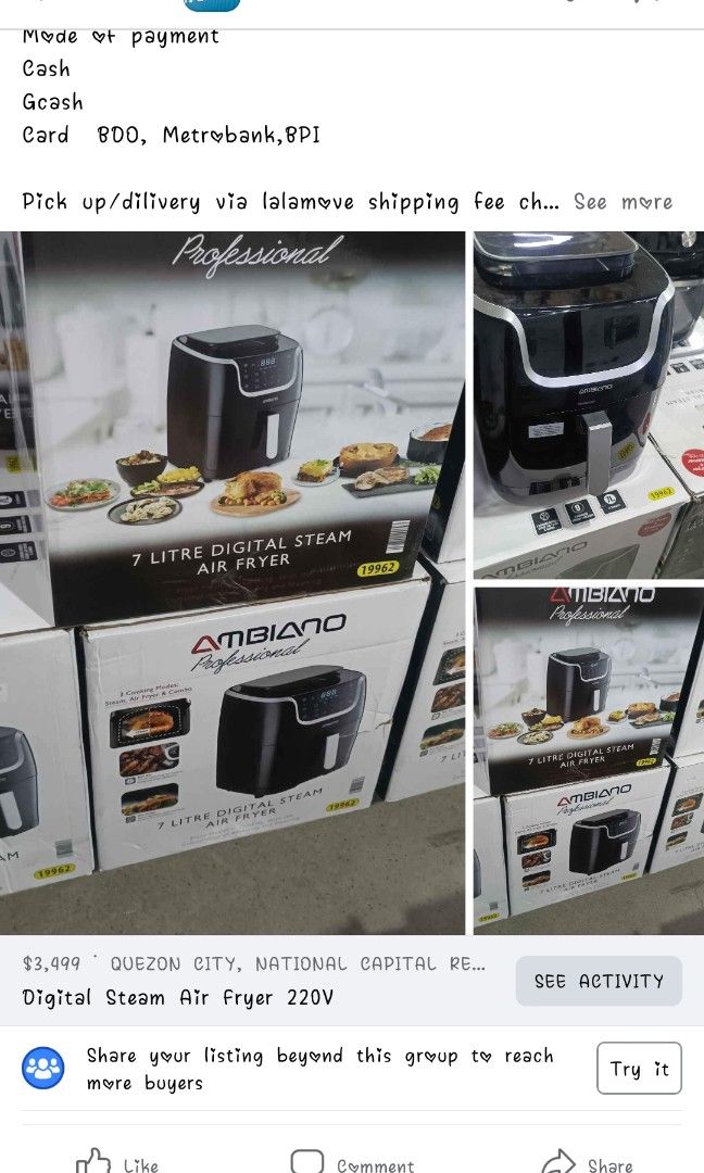 Digital Steam Air Fryer 220V Mode of payment Cash Gcash Card BDO