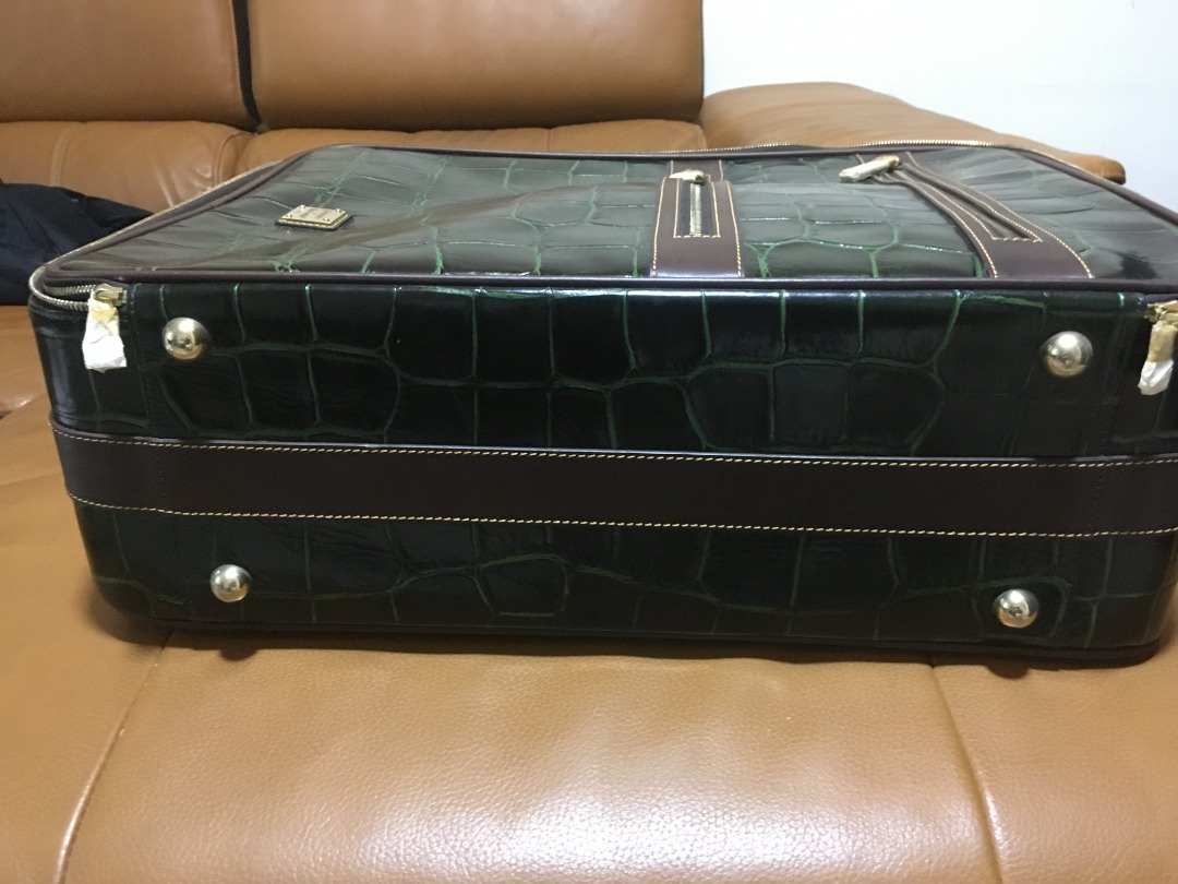 Dooney Bourke Ivy Green Croco Leather Rolling Suitcase Luxury