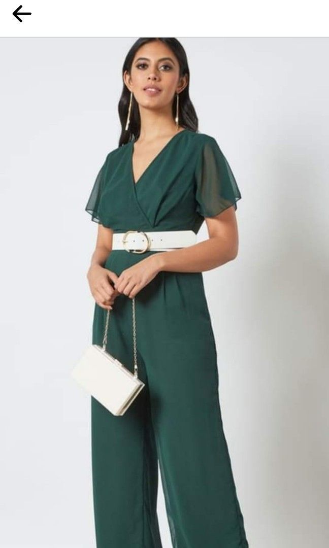 emerald green jumpsuit, Women's Fashion, Dresses & Sets, Jumpsuits on Carousell