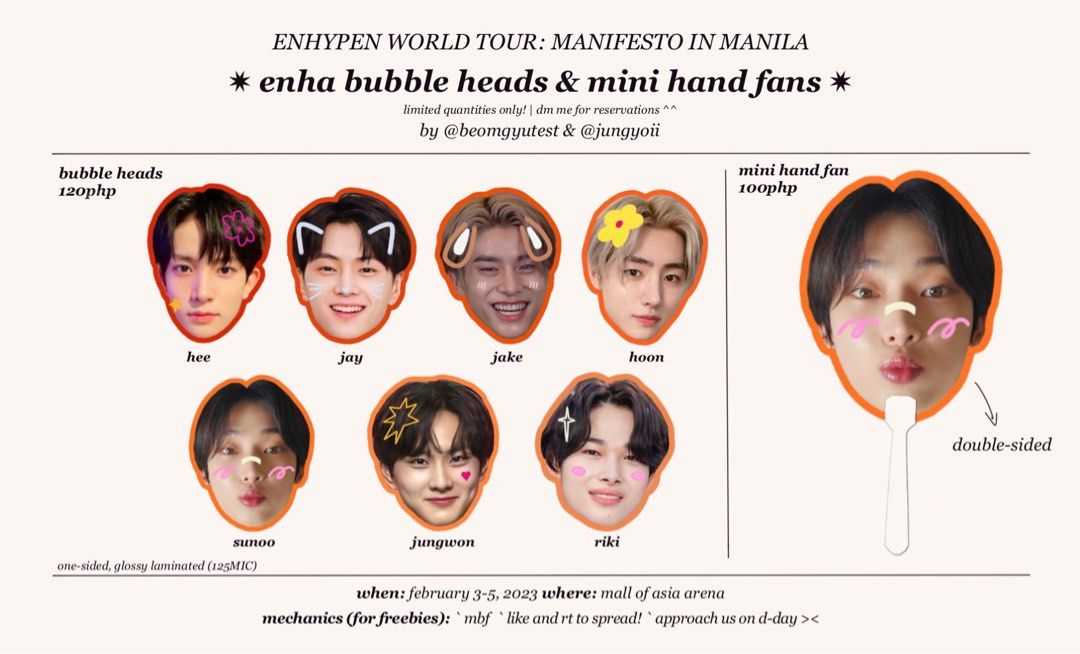 Enhypen Bubble Heads And Mini Handfans For Manifesto Mnl On Carousell 