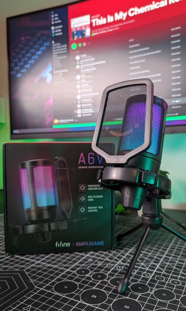 Fifine A6V Gaming Microphone RGB, Audio, Microphones on Carousell