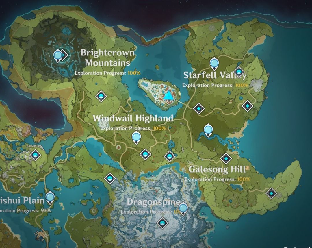 Genshin Impact Mondstat & Dragonspine Map Clearing, Video Gaming ...
