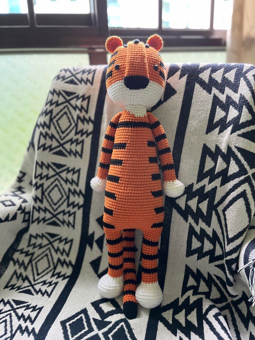 Handmade crochet toys - Tiger (Category: Handmade Craft) located in Singapore. Submitted by zane.store_ (Listing ID 1212120283, Image 1). Description: Handmade crochet tiger Size : approximately 50cm tall Price exclude delivery charge .