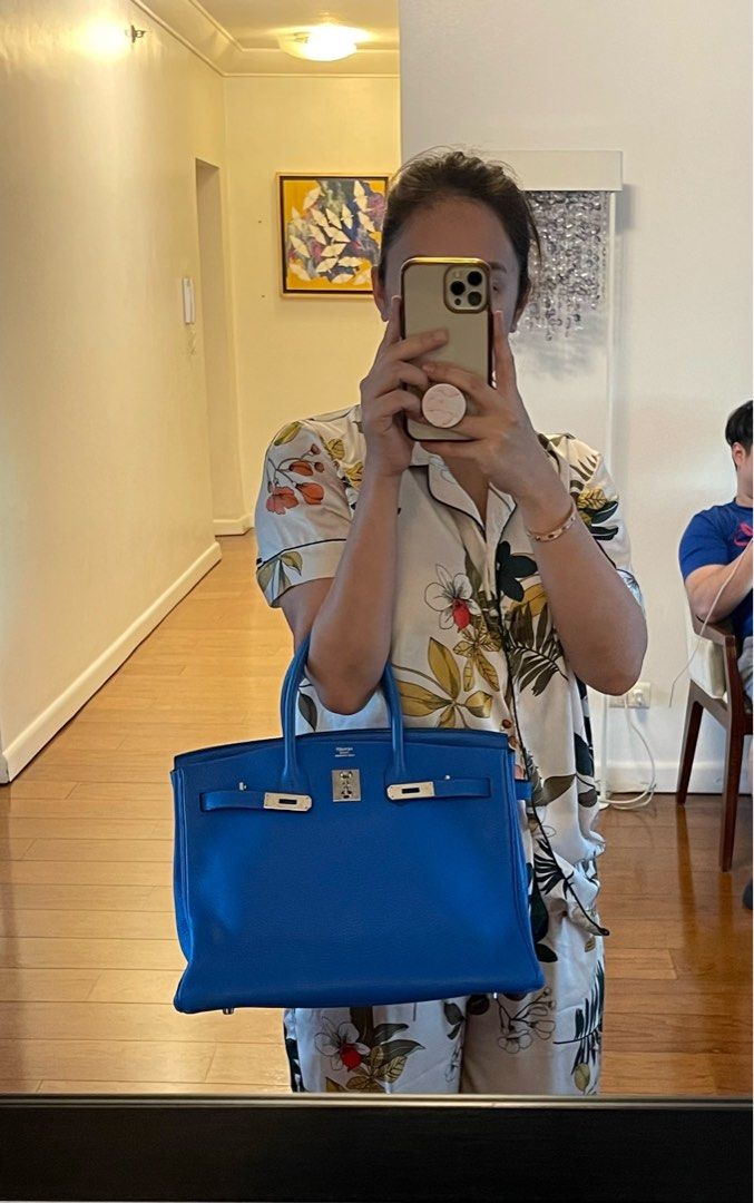 Hermes Birkin Bag, Blue Hydra, 35cm, Clemence with gold