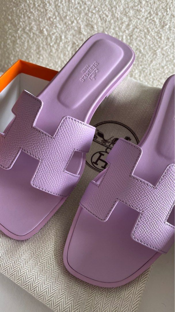 Hermes oran sandals violet amethyste, Women's Fashion, Footwear, Sandals on  Carousell