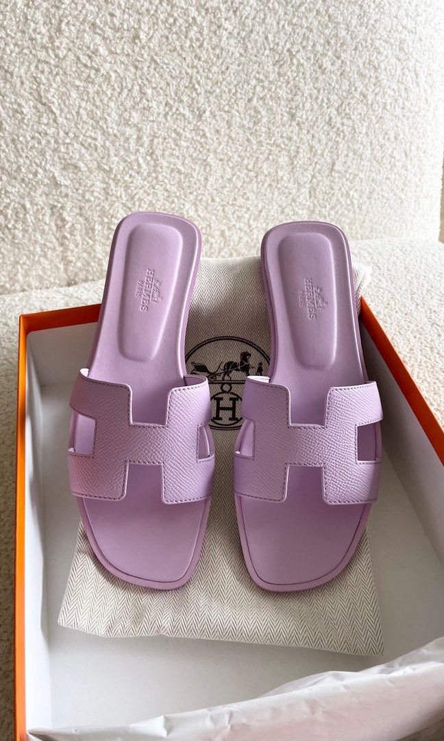 Hermes oran sandals violet amethyste, Women's Fashion, Footwear, Sandals on  Carousell