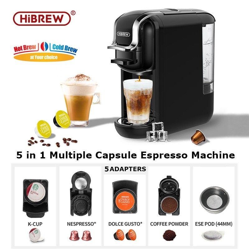 HiBREW Coffee Machine 5 in 1 Multiple Capsule Nespresso, Dolce Gusto, K