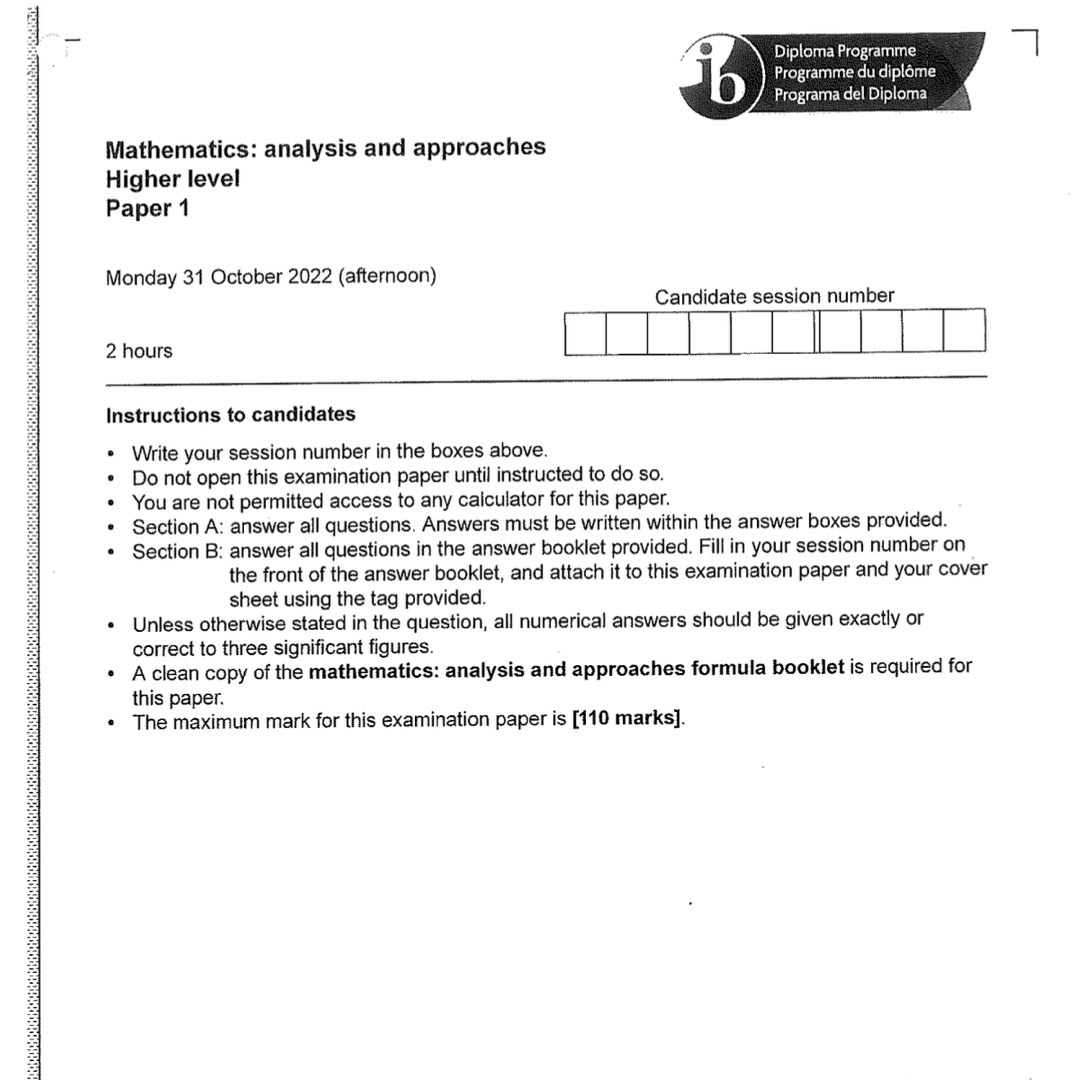 IB Nov 2022 MAA HL & SL Paper 1 & 2 PDF, Hobbies & Toys, Books ...