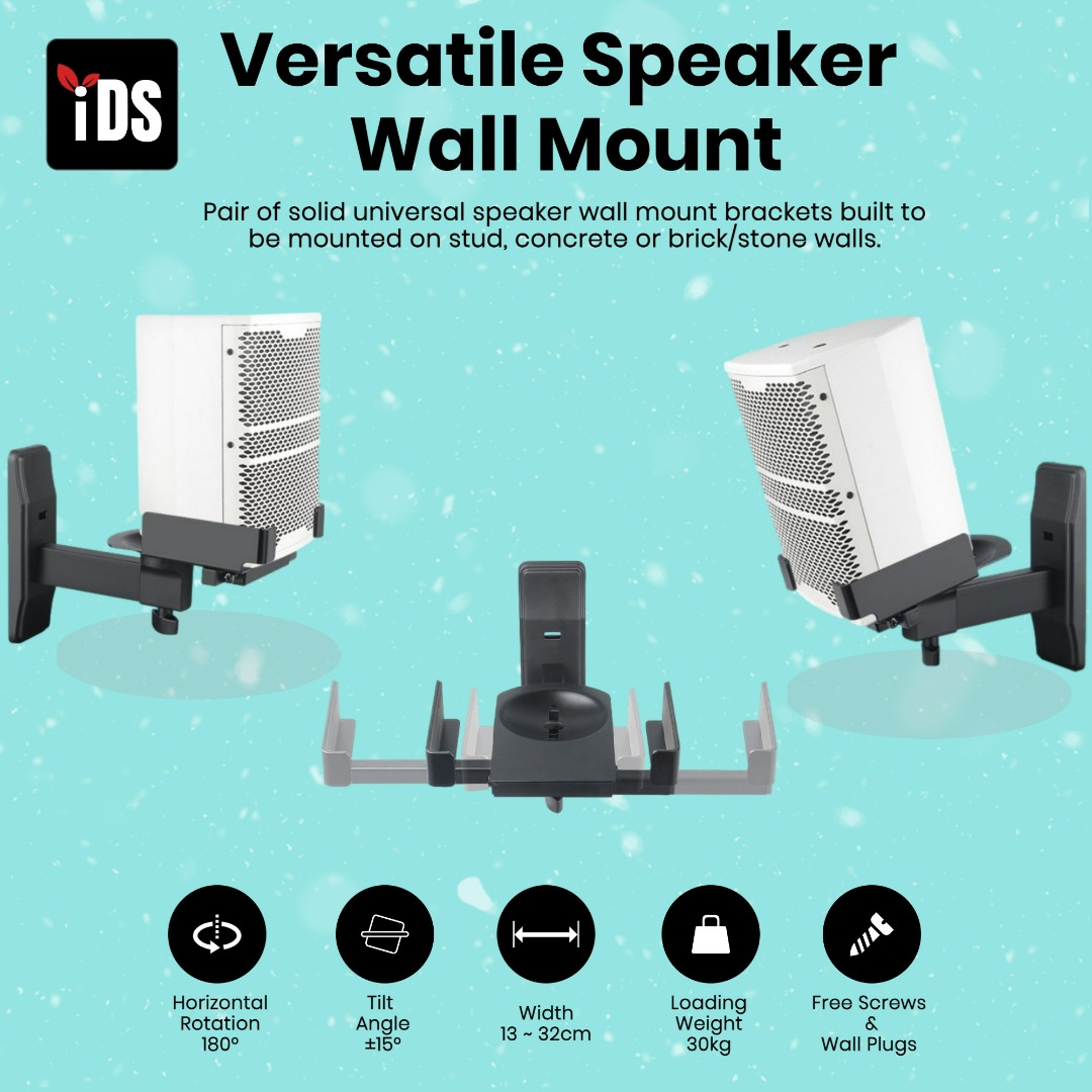 [iDS] Universal Speaker Wall Mount Tiltable Swivel Wall Bracket Clamp