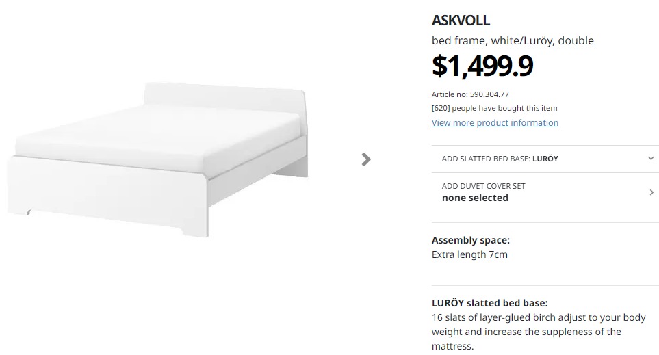 IKEA Askvoll Bed Frame (Small Double) incl. 4 drawers, 傢俬＆家居, 傢俬, 床架及床褥