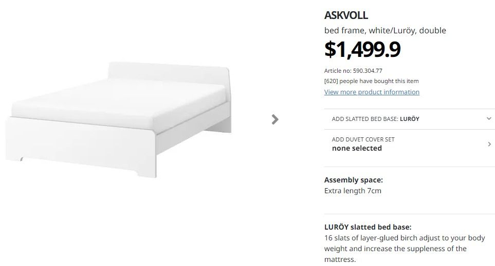 IKEA Askvoll Bed Frame (Small Double) incl. 4 drawers, 傢俬＆家居, 傢俬, 床架及床褥