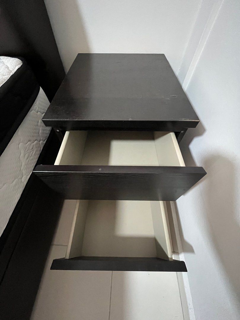 Ikea Dark Black Brown Malm Bedside Table Buy 1 FREE 1 Chest of Drawers