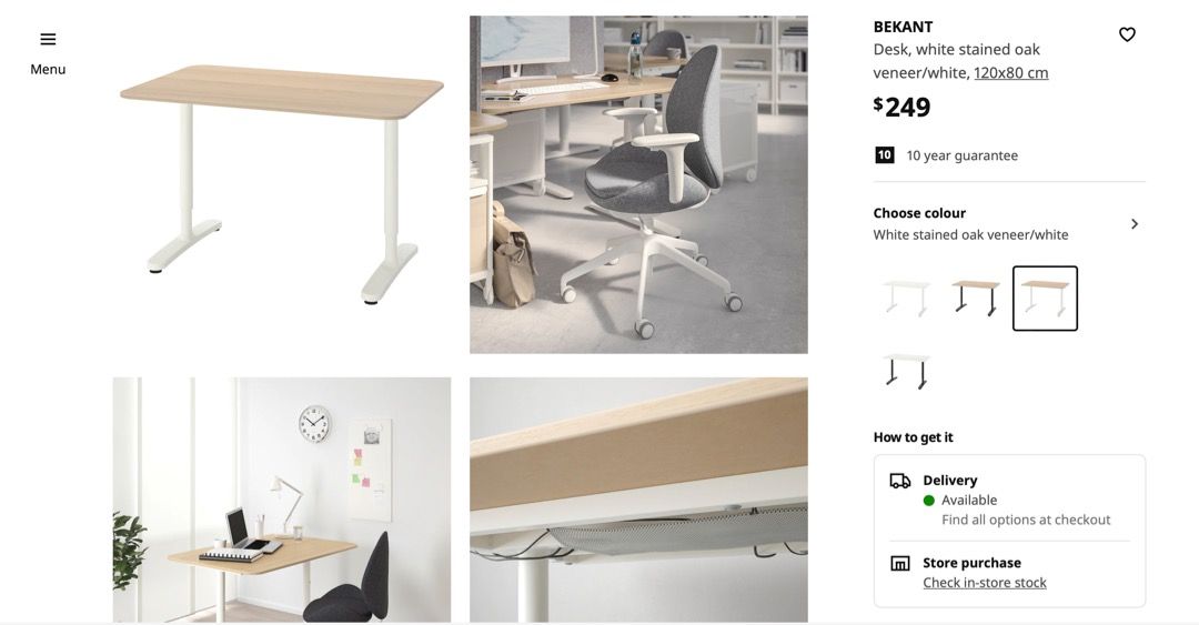 IKEA Galant table (metal legs), Furniture & Home Living, Furniture