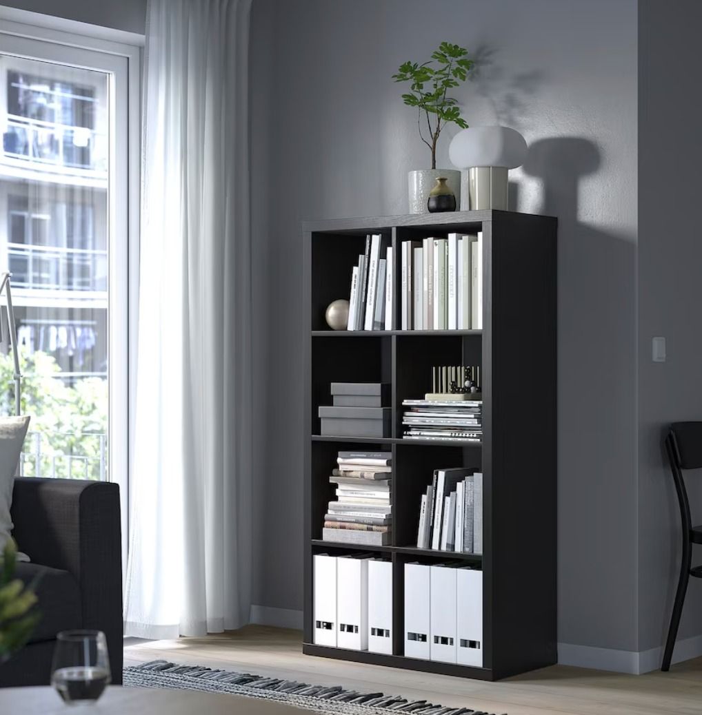 Ikea Kallax Shelf, blackbrown, 77x147 cm, 2*4 cubicles, Furniture