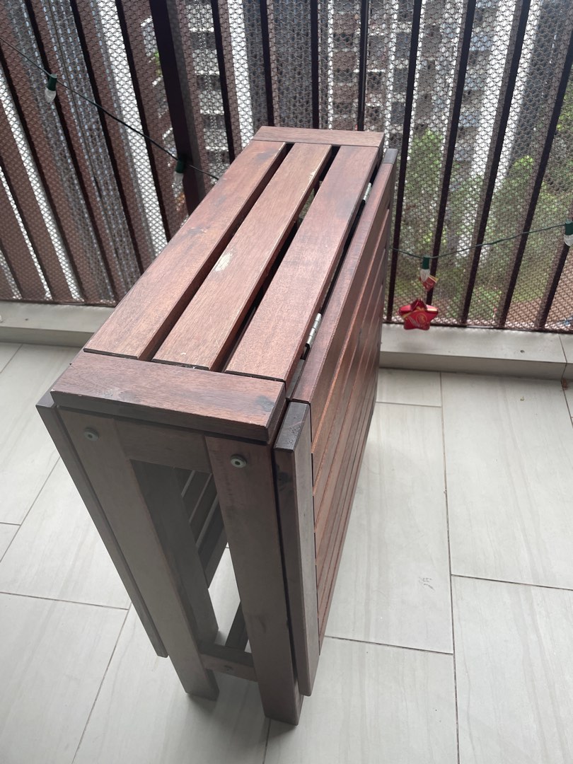 IKEA outdoor wood foldable table, Furniture & Home Living, Outdoor Furniture on Carousell