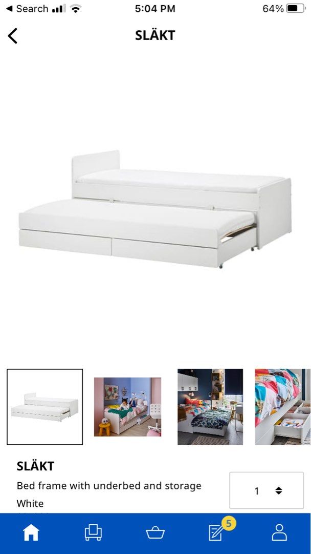 Ikea Slakt bed frame with underbed and storage, Furniture & Home Living