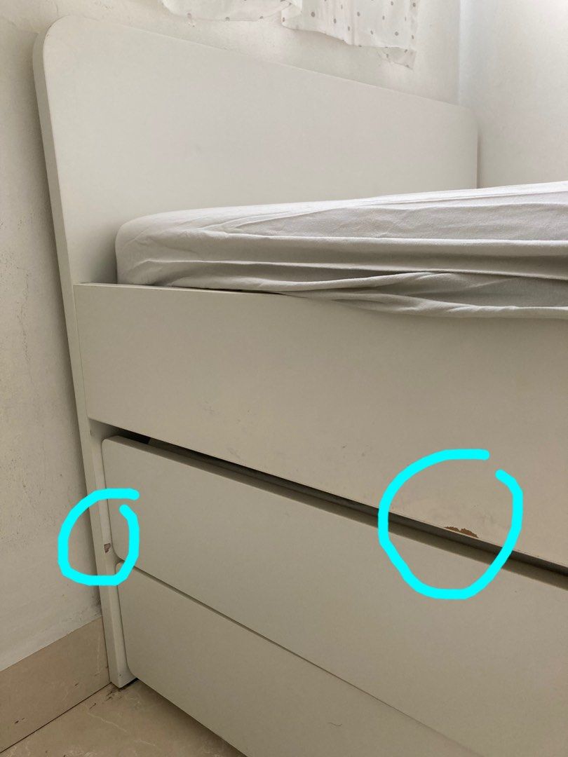 Ikea Slakt bed frame with underbed and storage, Furniture & Home Living