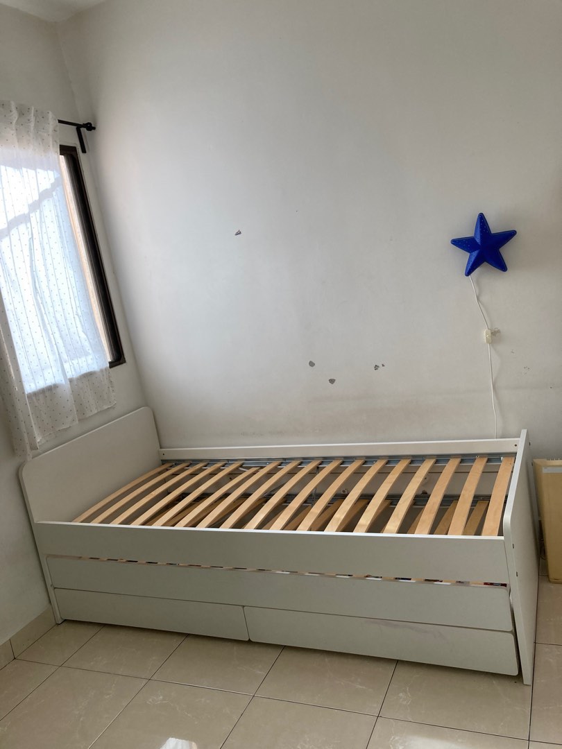 Ikea Slakt bed frame with underbed and storage, Furniture & Home Living