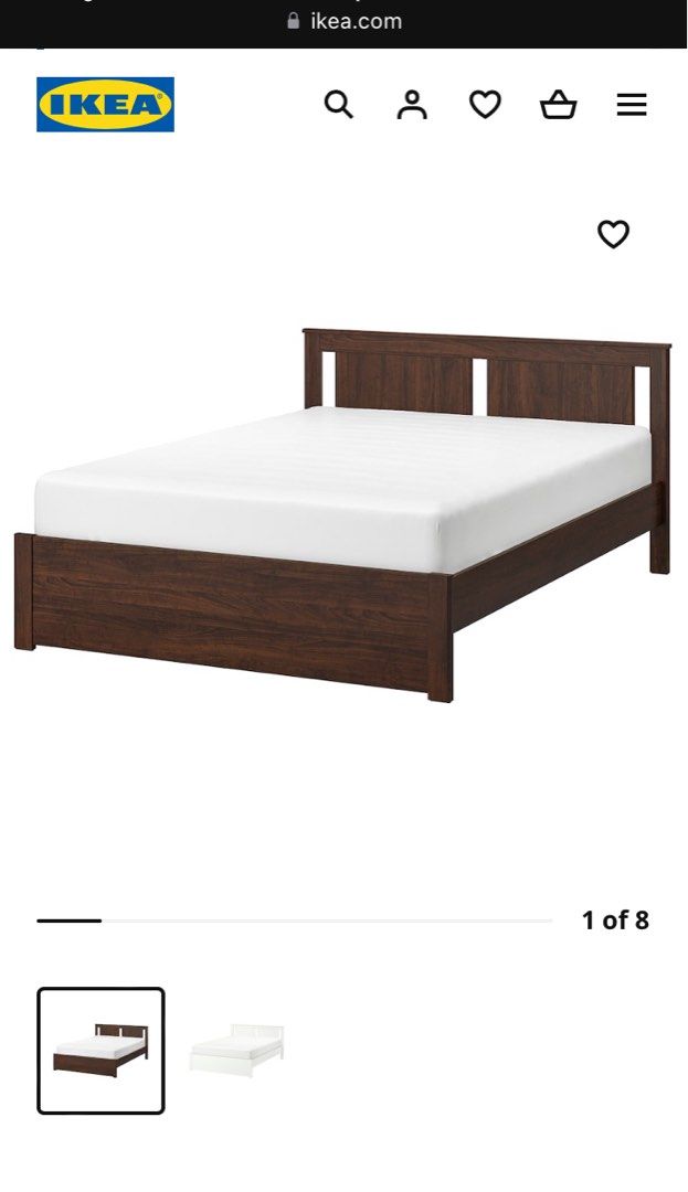IKEA Songesand Bed Frame (brown, 150 x 200 cm), Furniture & Home Living