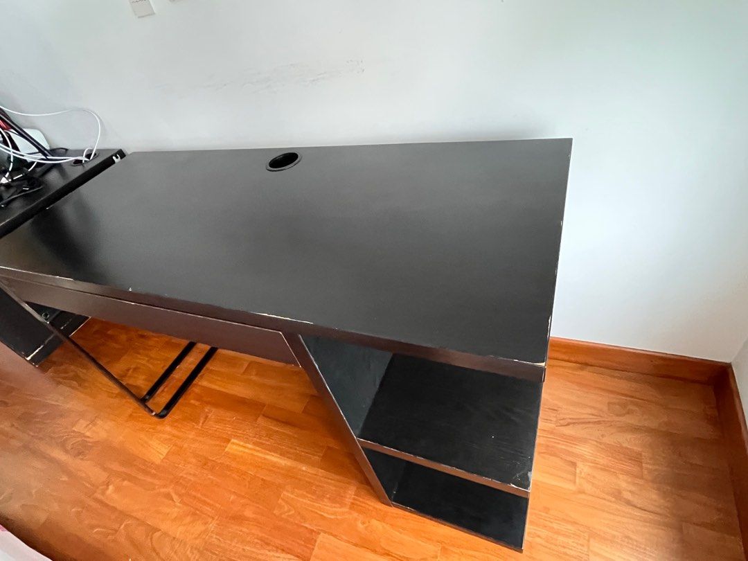 IKEA study table with shelves MICKE, Furniture & Home Living