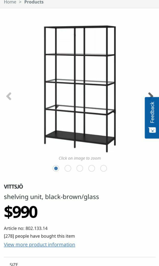 IKEA Vittsjo black shelving unit, 傢俬＆家居, 傢俬, 書櫃、櫃子及架 Carousell
