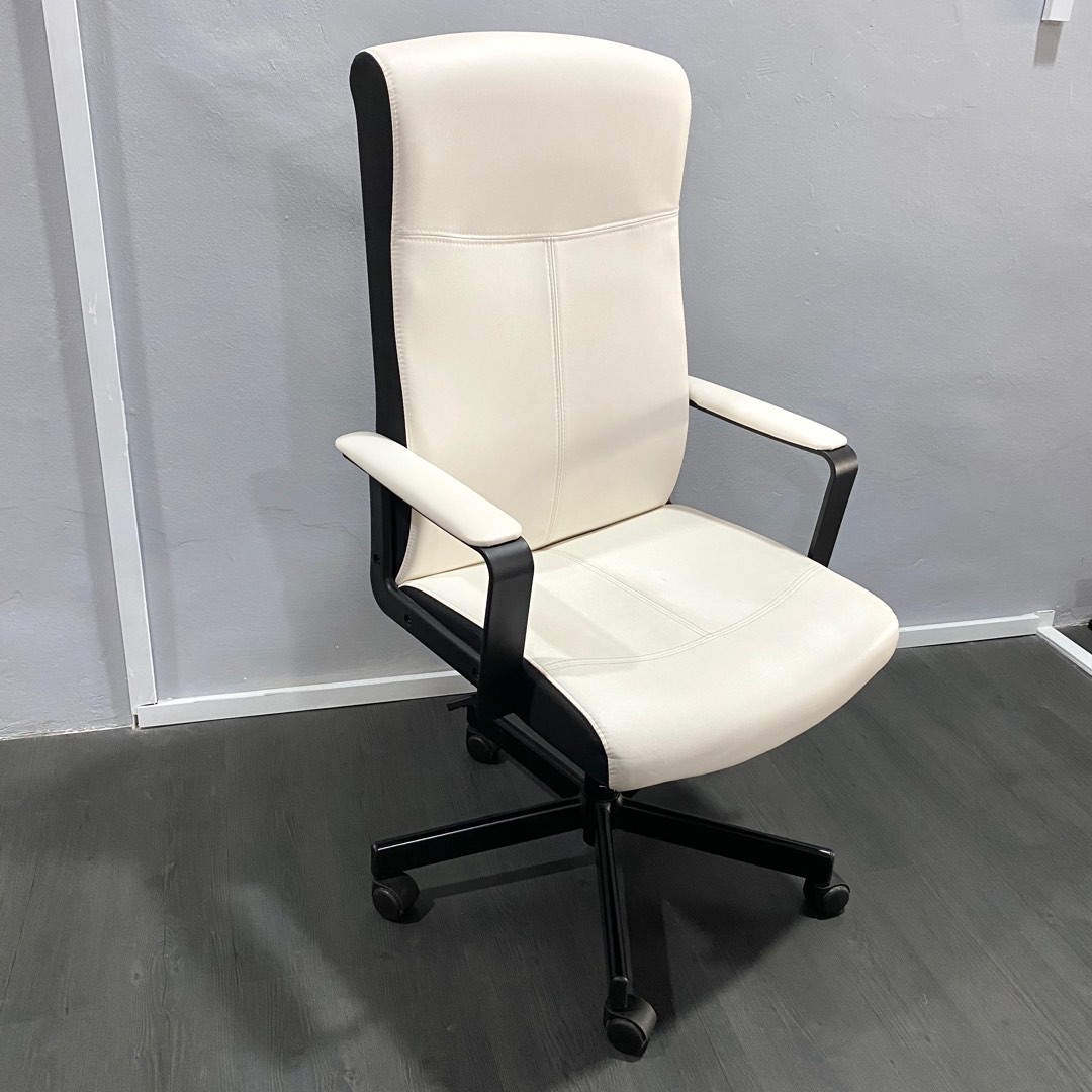 Ikea White Millberget Swivel Office Chair Kerusi Pejabat, Furniture