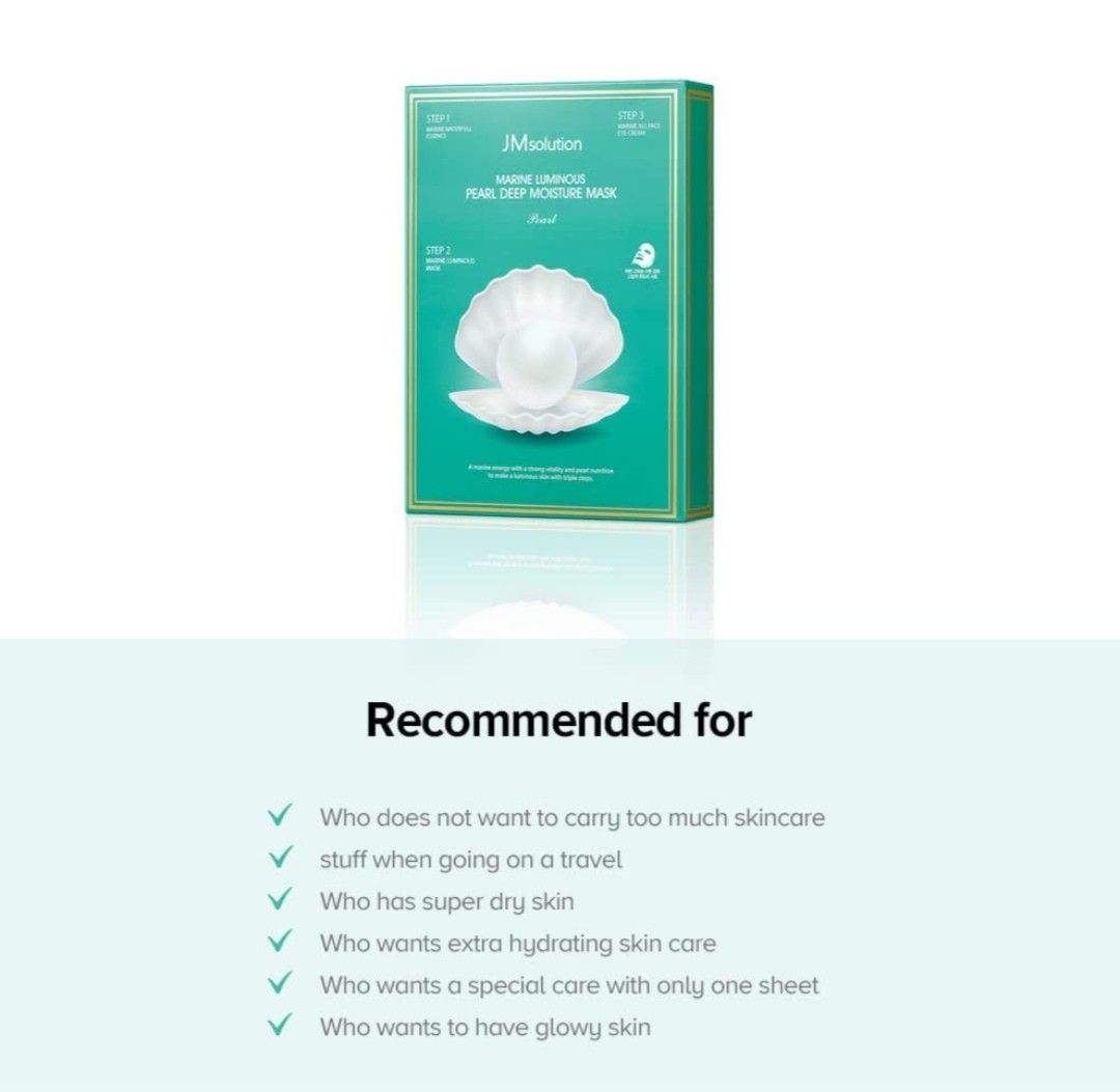 JM solution Marine Luminous Pearl Deep Moisture face mask Made in Korea ...