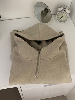 korean half-zip oversized hoodie