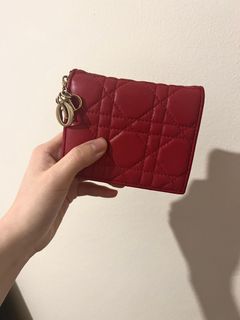 Lady dior wallet red and pink patent