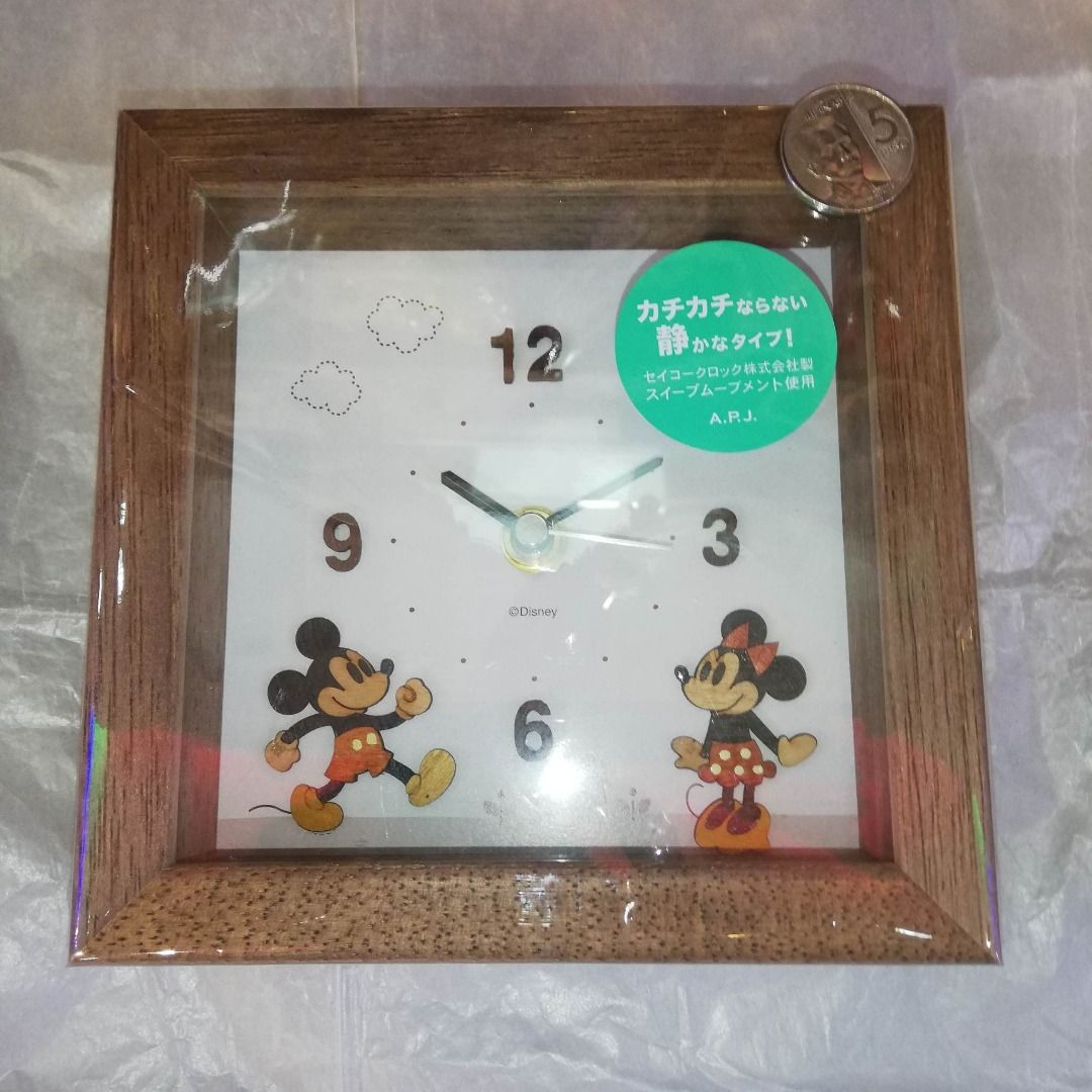 Licensed Seiko x Disney Japan Mickey Mouse Wooden 2 Way Wall Clock / Desk,  Furniture & Home Living, Home Decor, Clocks on Carousell