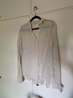 Linen stripe off white top uniqlo size XS