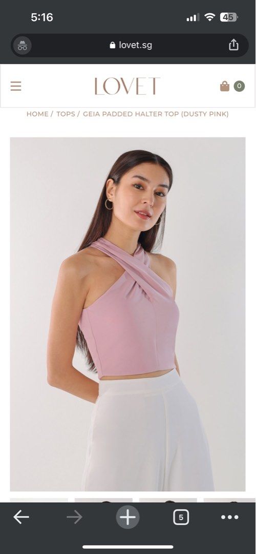 LARISE 2-WAY PADDED TAILORED TOP (CREPE PINK)