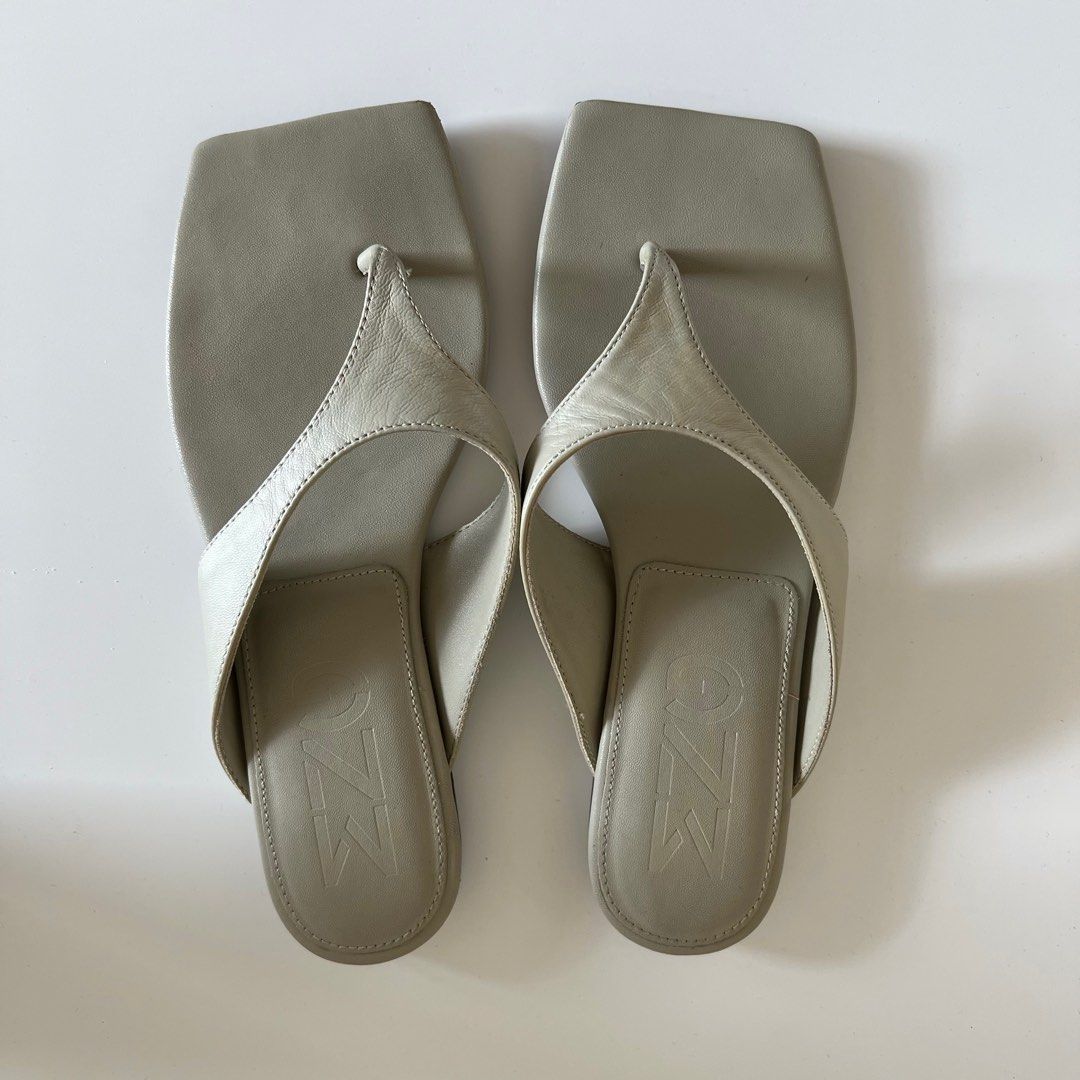 Mango Asymmetric Leather Sandals Women s Fashion Footwear Flats