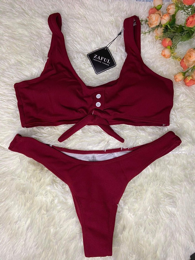 Maroon Swimsuit, Women's Fashion, Swimwear, Bikinis & Swimsuits on ...