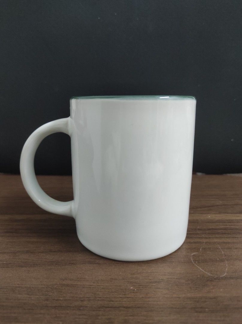 Mug Porcelain Keramik White Coating Putih Two Tone Warna Dalam Polos Cangkir Gelas Kitchen 3020