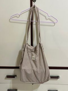 Net 文青條紋軟布背袋 單肩包 斜肩包
