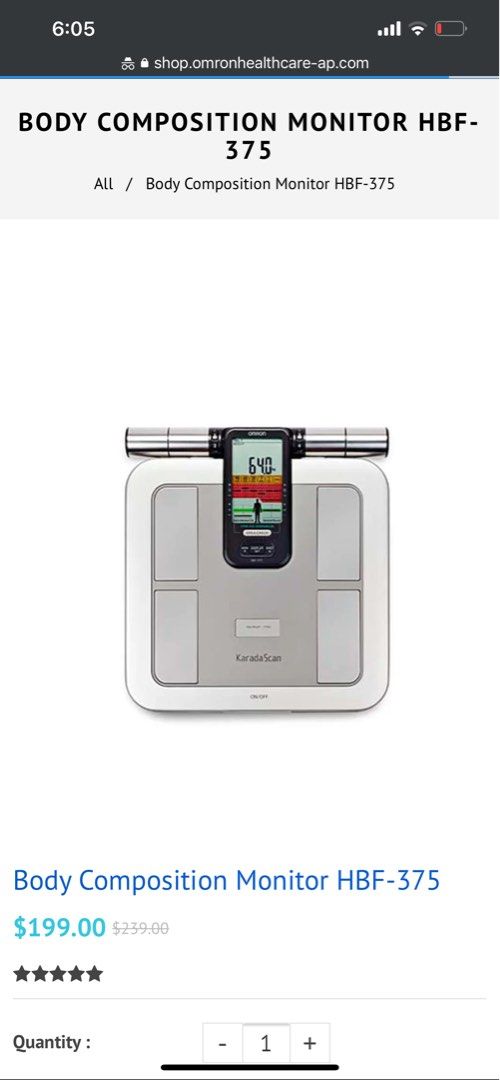 Omron BODY COMPOSITION MONITOR HBF375 weighing scale, Beauty