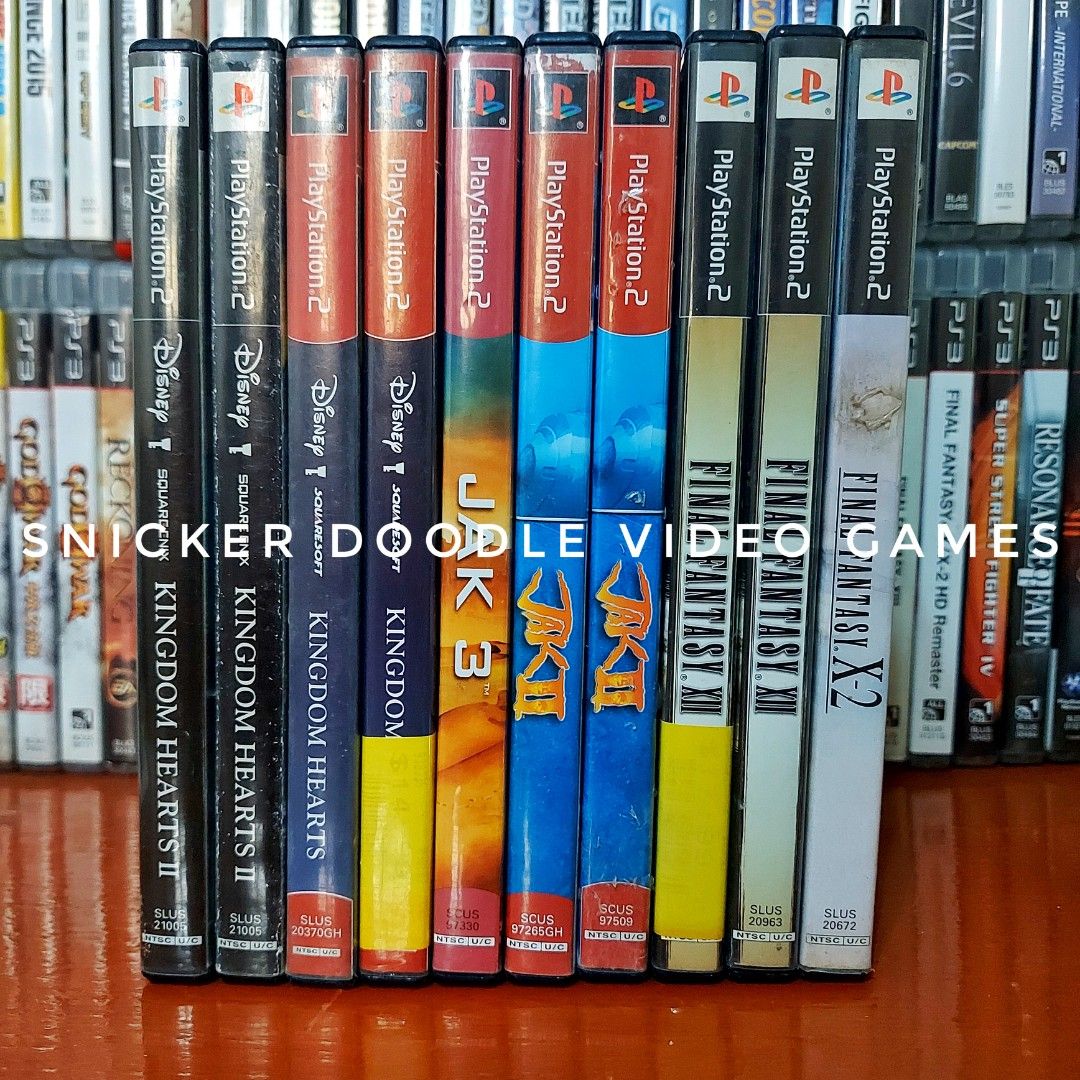 PS2 Final Fantasy•Jak 2&3•Kingdom Hearts (Category: PlayStation) located in Manila. Submitted by watchesvideogamestoys (Listing ID 1212222529, Image 1). Description: FOR SALE PS2 GAMES PRE OWNED Final Fantasy X-2 WITH MANUAL - PhP599 Final Fantasy XII (2) One copy with manual, other one has none - PhP599 Jak II (2) One copy with manual, other one has none - PhP699 Jak 3 NO MANUAL - PhP599 Kingdom Hearts (2) WITH MANUAL - PhP999 Kingdom Hearts II 