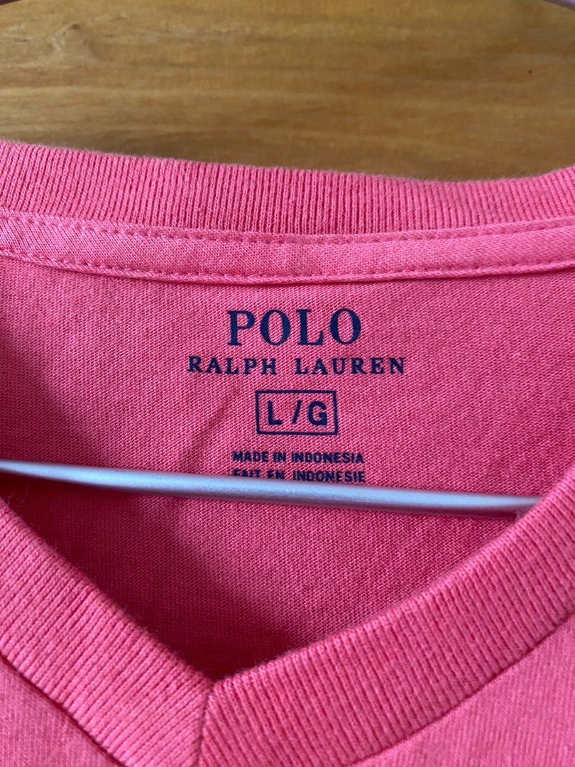 Red / Coral Polo Ralph Lauren Tee Classic Fit V Neck in size L, Men's  Fashion, Tops & Sets, Tshirts & Polo Shirts on Carousell