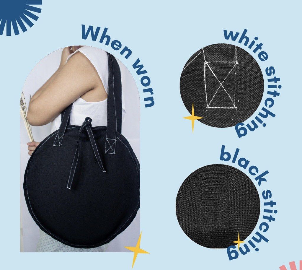 Round Tote Bag in Black, Women's Fashion, Bags & Wallets, Tote Bags on ...